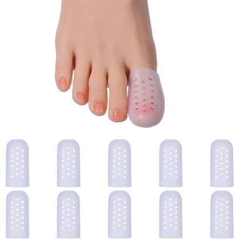 Sibba 10 Pcs Breathable Mesh Gel Toe Protectors, Silicone Toe Caps Covers Guards for Running Walking, Prevent Blisters Corns Hammer Toenails Friction Injury, Soft Comfortable Toes Sleeves