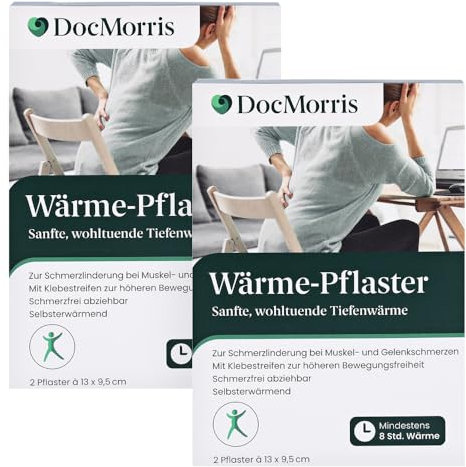 DocMorris Wärme-Pflaster Duo – 2 x Wärmepflaster (13 x 9,5 cm) – Zur Linderung von Muskel- & Gelenkschmerzen – Ohne Arzneistoffe