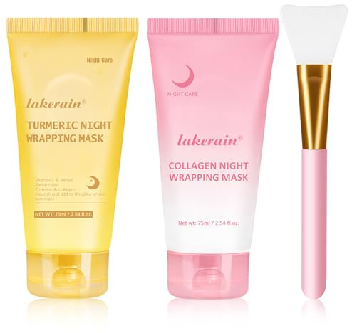 Masque facial pelable au collagène et au curcuma pour la nuit – Kit de masques en gel pour soin de l'élasticité et de l'hydratation pour une peau éclatante