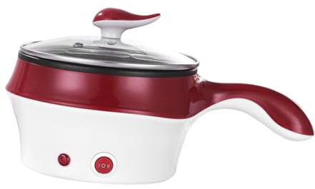 Pentola Elettrica Multifunzione Mini Acciaio Inossidabile Pentolino Antiaderente con Riscalda Latte Zuppe e Salse per Cucina Portatile Domestica Colore Vino