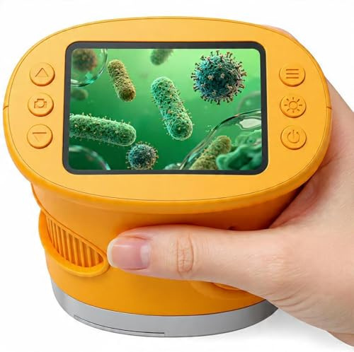 1000x Handheld Digital Microscope for Kids with 5 Slides - Portable Mini Microscope with 2” IPS Screen, 1080P Camera, LED Light, Rechargeable Type-C - STEM Educational Toy for Kids Learning Science
