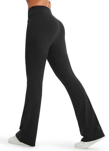 Libin Pantalons Yoga Femme Taille Haute Sportifs Legging | Tissu opaque, coupe évasée, ceinture large élastique, poches profondes, polyvalent pour bureau, gym, pilates et quotidien