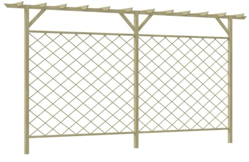 Sophrelle Valla de jardín celosía con pérgola Superior Madera Verde,41726