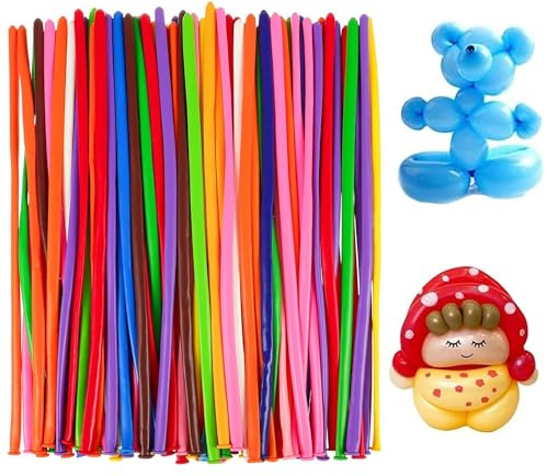 Modelling Balloons & Long Balloons – Latex Twisting Balloons | 100Pcs, Natural Latex, 47-53 Inch Inflated, Matte Finish, Easy Twist, Party Decor