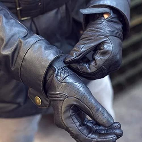 Xiuganpo Helläderhandskar för Män Kvinnor, Anti-halk Kallväder Motorcykelåkningshandskar med Förstärkt Tumnät för Bättre Grepp, Svarta Vinterhandskar för Cykling