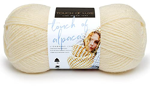 Lion Brand Yarn Touch Of Alpaca, Natural Fiber Blend Yarn for Knitting, Crochet, and Crafts, Cream, 1 Pack