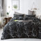 AShanlan Marmor Bettwäsche Set 135x200 Schwarz Marmor Optik 2 Teilig Microfaser Modern Marmoriert Bettwäsche Einzelbett Bettbezug mit Reißverschluss Kissenbezug 80x80 cm