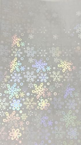 Syntego Self Adhesive Transparent Holographic Vinyl Overlay Sheets Stickers (Snowflake, 1)