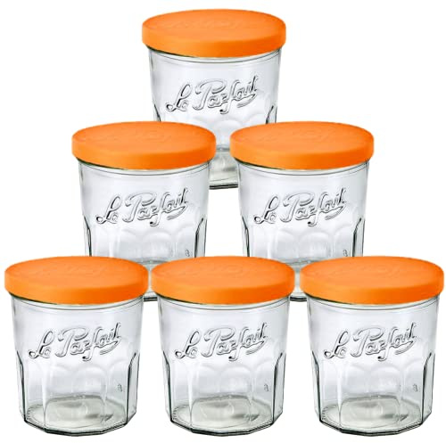 Le Parfait 11oz (324ml) French Glass Jars with Lids – Reusable, Zero Waste Dessert Cups for Yogurt, Overnight Oats, Snacks & Drinks – Dishwasher Safe, Made in France 6PK