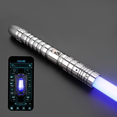G4E Lightsaber with Bluetooth App Age 14+, Smooth Swing, 16 Sound fonts, Infinite RGB Colour Change, Motion Control. Upgraded RGB v3.0. Light Saber For Adults and Cosplay. (2-Tone RGB (Grey))