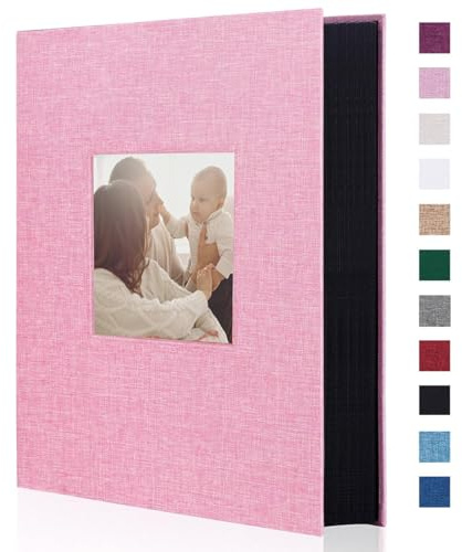 Miaikoe Fotoalbum 6 x 4 300 fickor slip in album med stor kapacitet för familj bröllopsdag linne album bok rymmer 300 horisontella 10 x 15 cm foton (300 fickor, rosa)