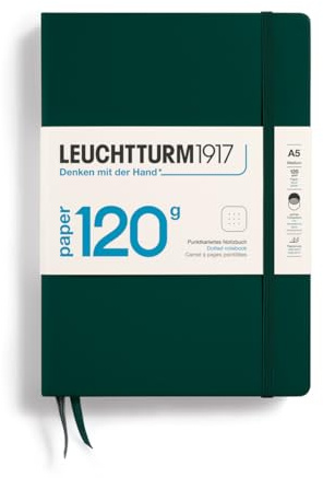 LEUCHTTURM1917 370341 Notebook Medium (A5) 120 g/m² Paper Edition, Hardcover, 203 Numbered Pages, Forest Green, Dotted