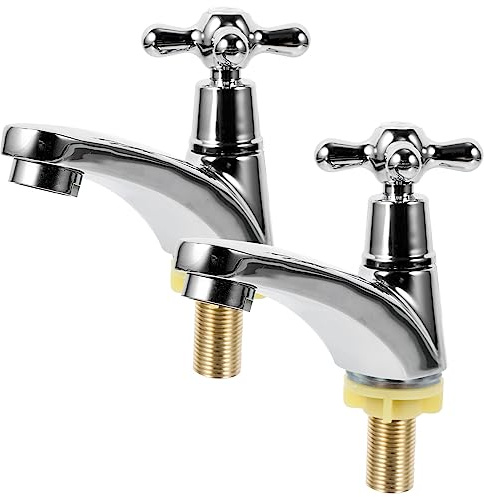UKCOCO 3pairs Bathroom Sink Faucet Single Handle Cold Hot Water Taps Modern Design Easy Installation for Kitchen and Bathroom Basins