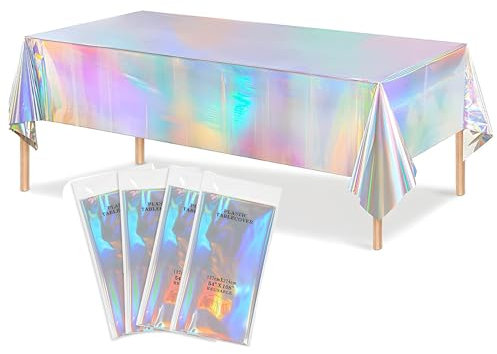 4 Stück Party Tischdecke, 137x274cm Bunt Tischdecke Einweg Plastik Geburtstag Tischdecke für Biertische Kindergeburtstag Hochzeit Tischdeko Bierzeltgarnitur