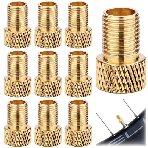 Jiavlyx 10 Pièces Adaptateur De Valve De Vélo, Adaptateur De Valve Française, Convertissez Presta en Schrader, avec Bague D'étanchéité,Embout Pompe Velo, pour Pompe À Vélo