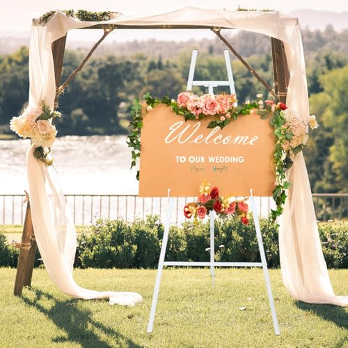 White Croblissful 50 Easel Stand for Wedding Sign Adjustable, Metal