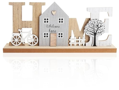 Decoración Hogar en Madera HOME – Letras de Madera Decorativas, Figuras Decorativas para Salón y Casa, Decoración Moderna y Rústica, Adornos de Madera, Regalo Hogar y Decoración Navideña