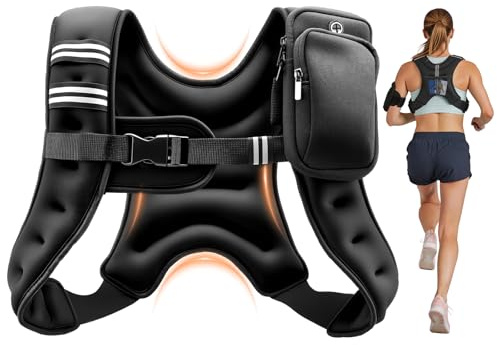 VEVOR Chaleco Lastrado de 3,68 kg, Chaleco de Entrenamiento con Peso, con Arena de Hierro, Hebilla Ajustable, Tira Reflectante para Entrenamiento de Fuerza, Correr, Fitness, Desarrollo Muscular
