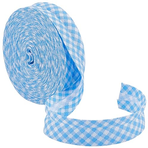 BENECREAT Nastro Sbieco A Righe Azzurre, 10m X 20mm, Nastro di Sbieco In Cotone A Doppia Piega per Cucire, Bordare, Rifinire, Orlare, Realizzare Abiti, Creare Album di Ritagli per Capelli