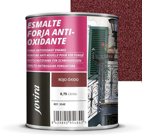 JOVIRA PINTURAS Esmalte Forja Antioxidante al Disolvente. Protección y decoración sobre hierro. (750 Mililitros, Rojo Oxido)