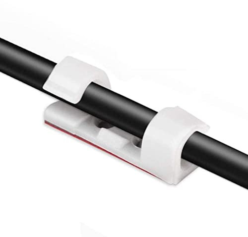 Voarge Lot de 30 serre-câbles, support de câble, support de câble auto-adhésif, blanc