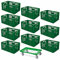 BRB 10er Spar-Set Euro-Stapelbehälter Plus Transportroller, 600x400x320 mm Industriequalität lebensmittelecht grün