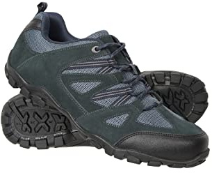 Mountain Warehouse Outdoor Mens Walking Shoes - Suede Mesh Upper Footwear, Cushioned EVA Footbed, Rubber Outsole -Spring Summer, Hiking, Camping, Travelling Navy Adult Shoe Size 10