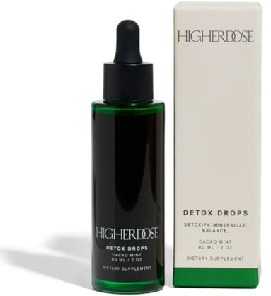 HigherDOSE Detox Drops - Liquid Chlorophyll Water Drops to Support Daily Detox & Boost Skin's Natural Glow - Plant Powered Formula with Milk Thistle, Beetroot Juice, Magnesium & Minerals (2 oz)