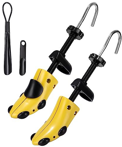 Zawaer Hormas Para Zapatos, Ensanchar Zapatos Hombre Mujer, 2 PCS Ensanchadores De Zapatos, Robusta Ensanchador De Zapatos Ajustable Longitud Y Anchura Independiente Hormas de Plástico Con Calzador.
