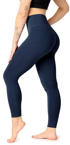 Bellivalini Damen Lange Leggings High Waist Comfort aus Viskose für Sport Yoga Gym BLV50-289 (Marineblau, M)