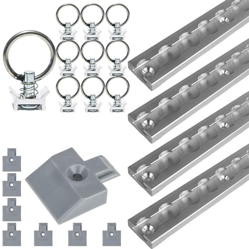 Safetytex 4 x 1m Airlineschiene eckige Form mit 10x Single Fitting und 8x Endkappen Starterset Zurrschiene