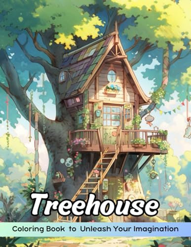 Treehouse Coloring Book: Treehouse Coloring Page, A Whimsical Journey Through Enchanting Aerial Dwellings