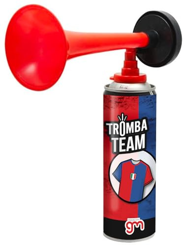 Magazzini GM Trompette Team, Trompette de stade avec les couleurs de l'équipe du cœur, Avertisseur acoustique pour événements sportifs et nautiques, 300 ml (trompette complète, rouge bleu)