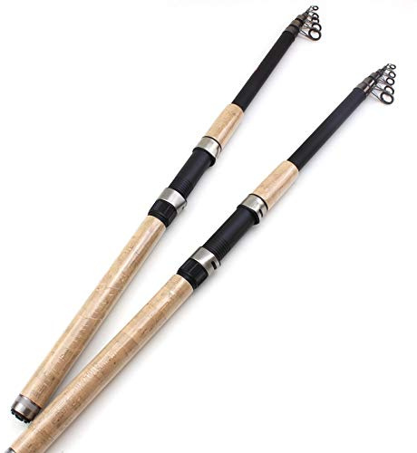 ZSXPBZL Angelrute,Teleskopruten,Spinnrute 2.1M-4.5M Carbon Tele Angelruten Spinn Angelrute Köder Gewicht 30-150g Holzgriff Sea Rock Angeln(360cm)