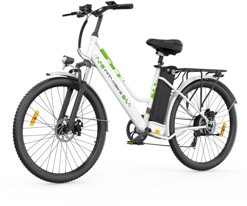 CHEEVALRY Vélo Électrique 26 Pouces Vélo Électrique Femme et Homme,7 Vitesses,Moteur 250W,36V 15Ah/20Ah Batterie Amovible,Smart Urban E-Bike,Adulte Unisex（C26-36V15A, Blanc