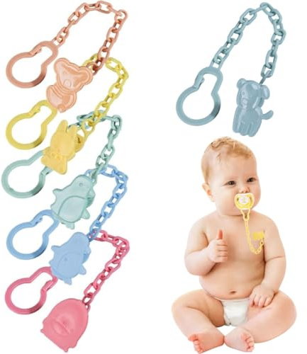 KUMSODE 6 Pieces Dummy Chain Dummy Chain for Baby and Girl Pacifier Chains for Safety Chairs, Strollers, Baby Crib