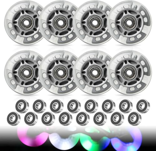 8 pezzi ruote per pattini in linea con cuscinetti a sfera da 72mm, ruote per pattini in linea, ruote per pattini in linea argento trasparente, ruote per pattini, ruote per pattini da interno/esterno