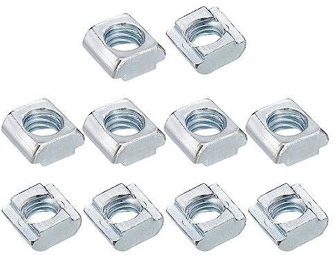 sourcing map t Nuts, 60pcs - Galvanized Carbon Steel t Slot Bolts, 2020 Series M6 Hammer Head Fastener, Sliding t Nuts for Aluminum Extrusion Profile (Silver)