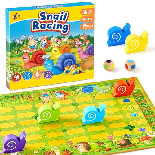 Litet snigelspel, klassiskt brädspel familjespel för 2–6 barn, Montessori brädspel från 3–7 år, pojkar och flickor från 2 3 4 år till födelsedag, jul