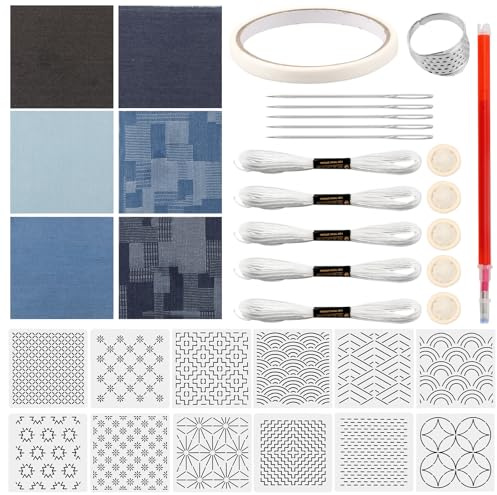 12 stycken Sashiko stencil, Sashiko schablonset av plast, stickmönster att syr på, mönstermallar stickmallar för älskare av handsyning (A)