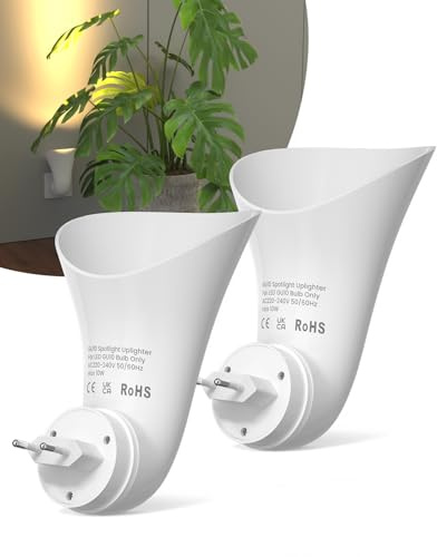 BrightArk 2-Pack GU10 Plug in Wall Light Spotlight Uplighter Plugin Wall Sconce Indoor Wall Lights for Living Room Hallway Bedroom (Bulb Not Included)