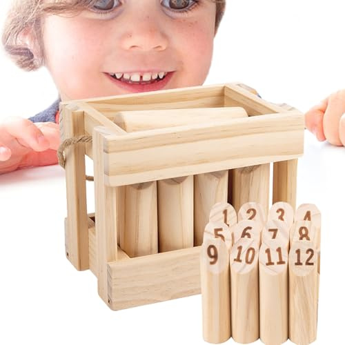 Wood Launch Game - Clash Yard set, klassisk utomhus | Trä gräsmatta | för trädgårdsfamiljens kul, pedagogiskt vikingschack för barn från