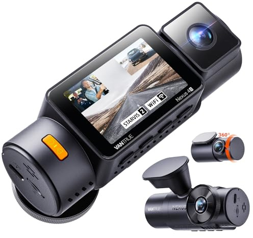 Vantrue New N4S 3 Channel Dash Cam, Front Rear Inside 2.7K+1440P+1440P Dashcam for Cars, Front and Rear Dual Channel, PlatePix™ Tech, STARVIS 2 Night Vision, Parking Mode, Wi-Fi, Support 1TB (RC18)