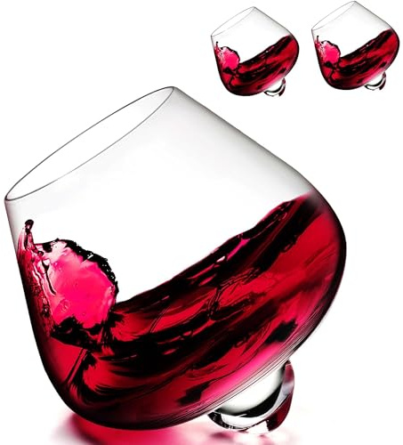 Zingking - Vasos de whisky ron, coñac, vino, cristal, giratorios, sin tallo, degustación, vidrio, inclinado, licor, brandy cóctel, grappa, 2 unidades, 200 ml