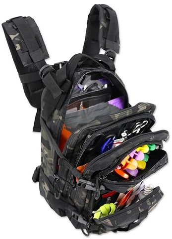 Lightning X Stocked EMS/EMT Trauma & Bleeding First Aid Responder Medical Backpack + Kit (Black Camo)