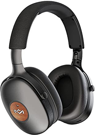 House of Marley Positive Vibration XL ANC Over Ear Noise Cancelling Kopfhörer kabellos Bluetooth - Bluetooth Kopfhörer aus nachhaltigen Materialien, 35h Wiedergabe, Mikrofon, ANC Headphones, Black