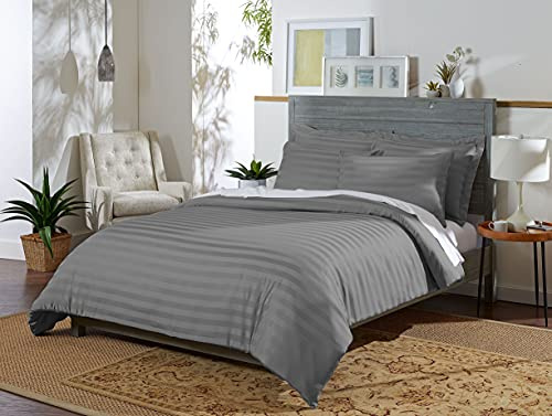 Pure Bamboo King Duvet Cover 3 Piece Set, Genuine 100% Organic Viscose Derived from Bamboo, Luxuriously Soft and Cooling, Includes 2 Pillowcases (King, Jacquard Stone)