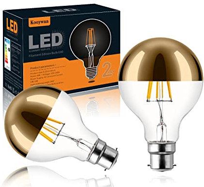 KOOYWAN G80 B22 Filamento LED 6W 2700K Testa specchiata D'oro 2PCS