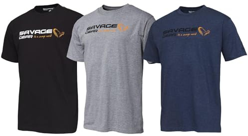 Savage Gear T-Shirt avec Logo Signature - T-Shirt de pêche et de Plein air en Coton de première qualité pour Les pêcheurs, Les campeurs et Les Chasseurs - Doux, Respirant et Durable XL