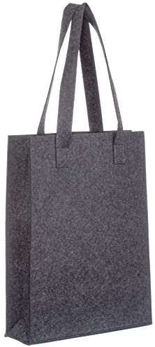 Brandsseller Bolsa de fieltro para el tiempo libre de fieltro, práctica bolsa de la compra con asa, gris, ca. 40 x 30 x 7 cm